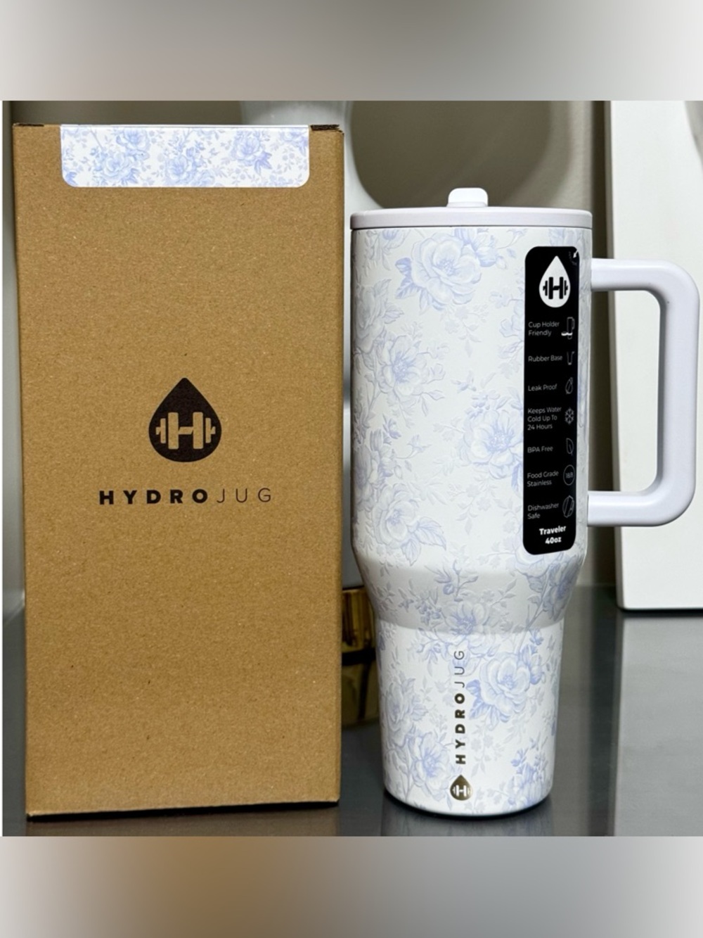HydroJug 40oz Traveler, CHERISH FLOWERS‎
